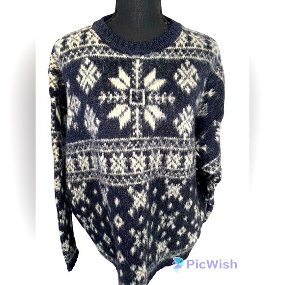 Woolrich Fair Isle Wool Sweater Snowflake XL - Picture 1 of 9